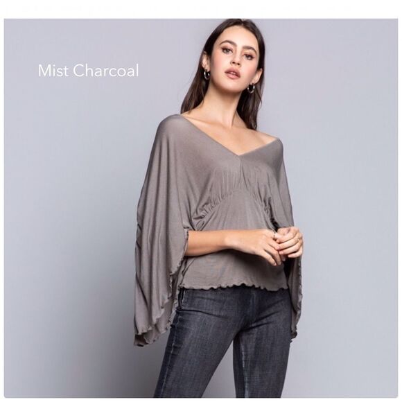 𝅺KNIT Top Fitted Waist With Dolman  Bell Sleeves - Picture 3 of 16